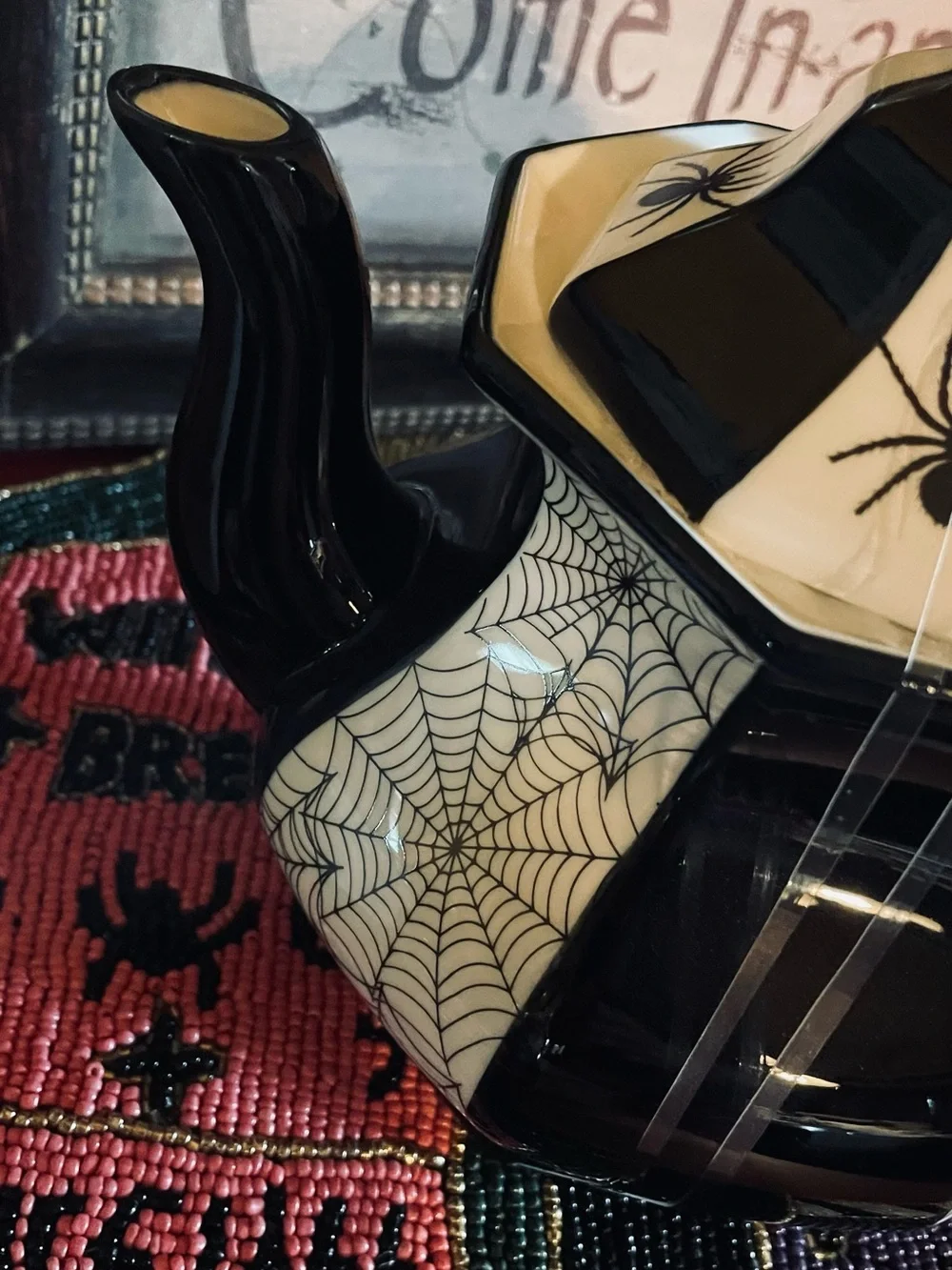 GRACE TEAWARE NWT Halloween Spider And Web Fine Porcelain Gothic Witchy Teapot